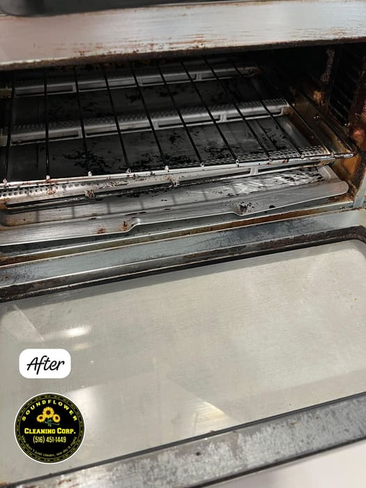 After — Oven interior — degreasing and full scrub-out