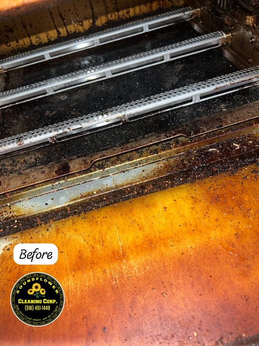 Before — Oven interior — degreasing and full scrub-out