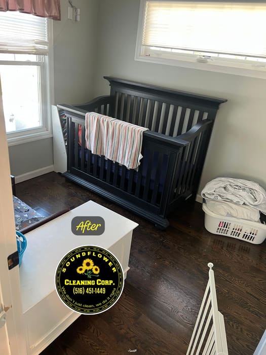 After — Nursery — crib area and hardwood floors