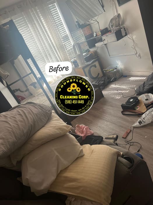 Before — Loft bedroom — post-move clean-up
